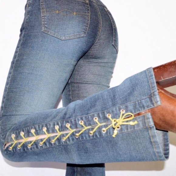 Vintage 90's Lace Up Leg MUDD Flare Jeans - Picture 7 of 7
